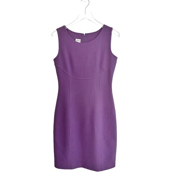 Armani Collezioni Unlined Wool Sheath Dress Size 6 Purple Old Money Glam - Picture 1 of 5